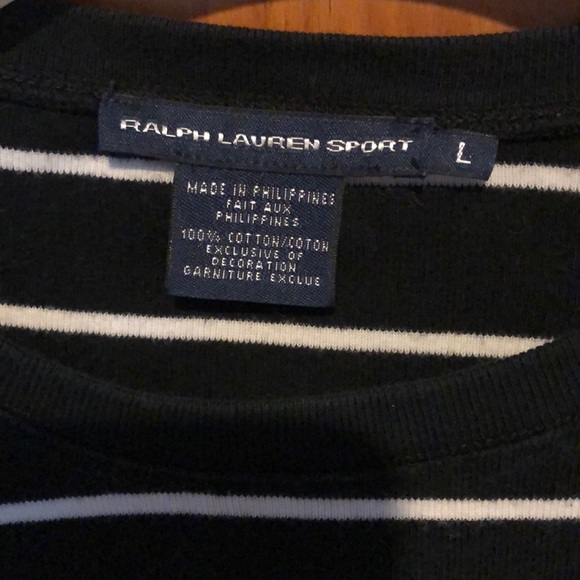 RALPH LAUREN POLO Black White Striped Long Sleeve L - Picture 5 of 8